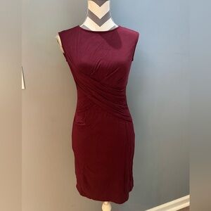 Sleeveless Burgundy Sheath Dress